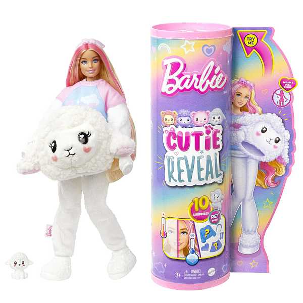 Cutie Reveal: Barbie baba plüss jelmezben – Bárányka