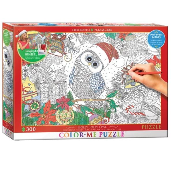 Színezhető puzzle 300 db-os Holly Jolly Owl – EuroGraphics