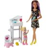 Barbie bébiszitter játékszett bilivel és mosdóval