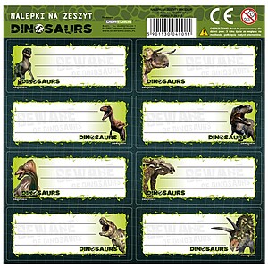 Dinoszaurusz füzetcímke 7 darabos