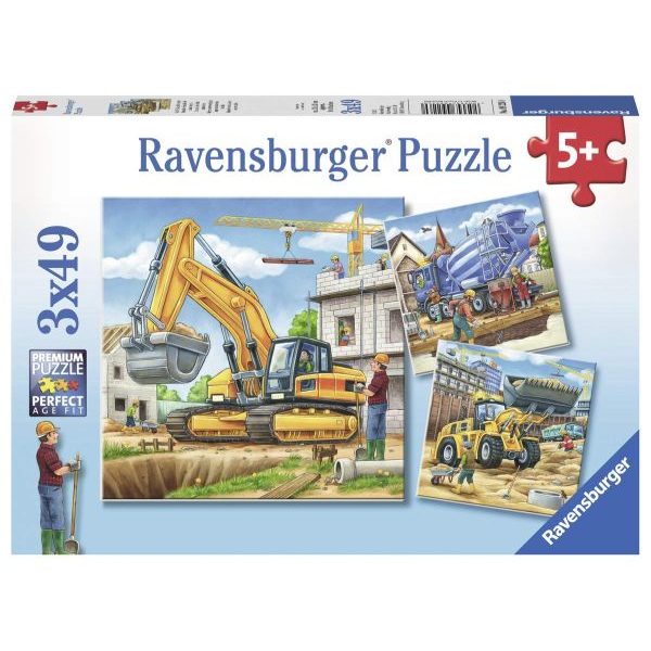 Munkagépek az építkezésen puzzle 3×49 db-os – Ravensburger