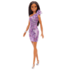 Barbie baba csillogó lila party ruhában