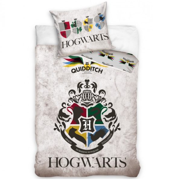 Harry Potter ágyneműhuzat - Roxforti házak (fehér márványos)
