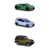 Majorette Street Cars kisautók 3 db-os szett – zöld sportkocsi/kék/barna jeep