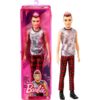 Barbie Ken Fashionistas baba piros kockás nadrágban – 176-os
