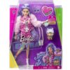 Barbie baba extravagáns ruhában kisállattal – lila hajjal