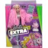 Barbie baba extravagáns ruhában kisállattal – pink bundában