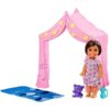 Barbie bébiszitter kiegészítő szett babával és sátorral