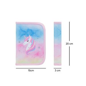 BAAGL kihajtható unikornisos tolltartó zsebbel – Rainbow unicorn