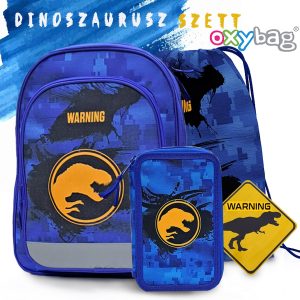 Oxybag EASY dinoszauruszos iskolatáska hátizsák SZETT – Warning
