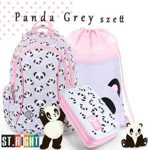 St. Right Pandás iskolatáska, hátizsák SZETT – Panda Grey