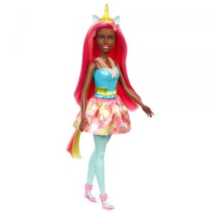 Barbie Dreamtopia – Sárga szarvú unikornis baba