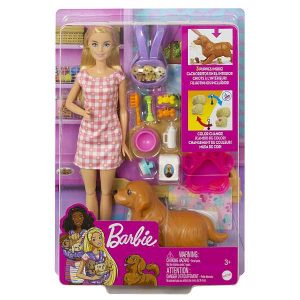 Barbie újszülött kutyusokkal játékszett