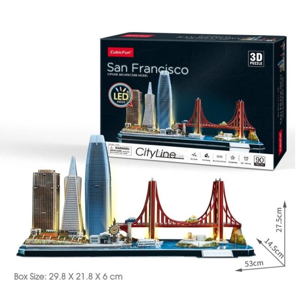 CubicFun City Line 3D LED puzzle 90 db-os – San Francisco