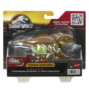 Jurassic World Átalakuló dinó figura – T-Rex és Ankylosaurus barna-zöld