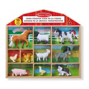 Melissa & Doug figurák fa dobozban – Farm állatok 10 db