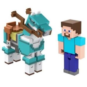 Minecraft figura szett 2 db-os – Steve és páncélos lóval