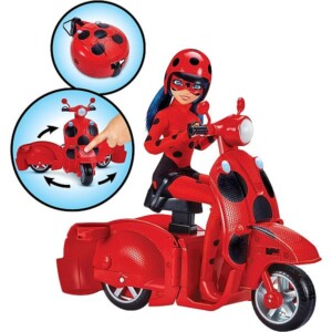 Miraculous Katicabogár baba összecsukható robogóval