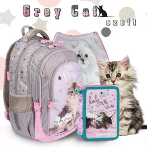My Little Friend cicás iskolatáska, hátizsák SZETT – Grey Cat