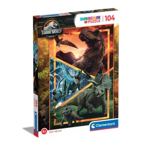 Jurassic World dinoszauruszos puzzle 104 db-os – Clementoni Supercolor