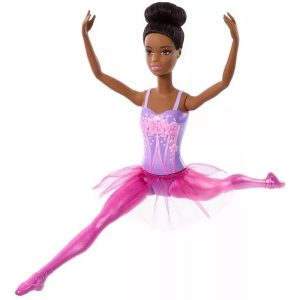 Barbie barna hajú balerina baba lila tüll szoknyában