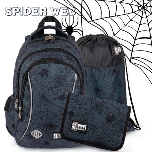 St. Right pókos iskolatáska, hátizsák SZETT – Spider Web