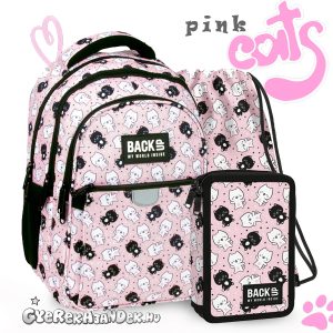 BackUp cicás iskolatáska, hátizsák SZETT – Pink Cats