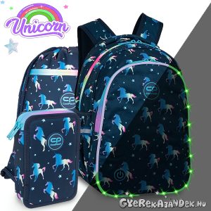 CoolPack unikornisos iskolatáska hátizsák SZETT LED világítással – Blue
