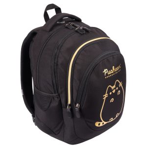 Pusheen Cat ergonomikus iskolatáska hátizsák – Fekete-arany