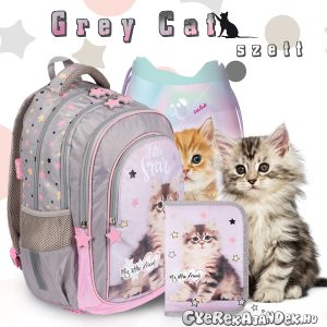 My Little Friend cicás iskolatáska, hátizsák SZETT – Grey Cat