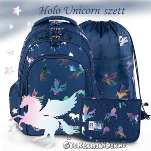 St. Right iskolatáska, hátizsák 40 cm SZETT – Holo Unicorn