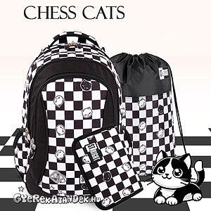 St. Right cicás iskolatáska, hátizsák 39 cm SZETT – Chess Cats