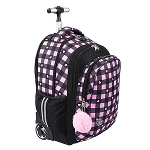 St. Right gurulós iskolatáska SZETT – Pink Checkered
