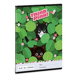Ars Una 2. osztályos vonalas füzet A5 – Think Pink Leaves