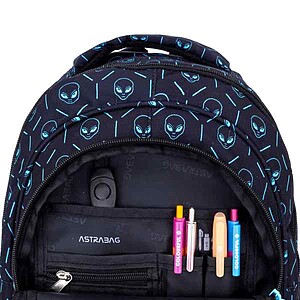 Astra ergonomikus iskolatáska, hátizsák 39 cm – Neon Ufo
