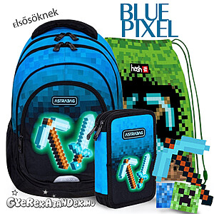 Astra iskolatáska, hátizsák 39 cm SZETT – Blue Pixel