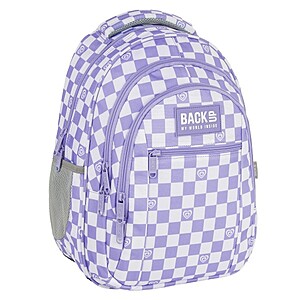 BackUp iskolatáska hátizsák – Purple Checked