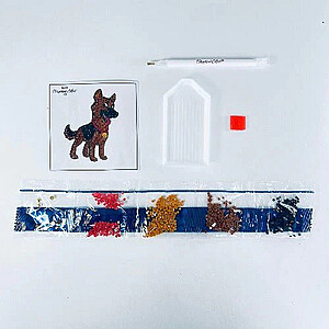 Gyémántszemes kirakó 9×9 cm matrica – Boldog kutyus