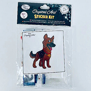 Gyémántszemes kirakó 9×9 cm matrica – Boldog kutyus