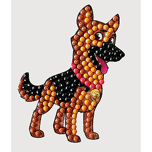 Gyémántszemes kirakó 9×9 cm matrica – Boldog kutyus