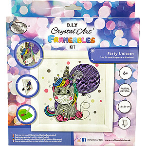 Gyémántszemes kirakó kerettel 16 x 16 cm – Unikornis lufival