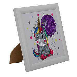Gyémántszemes kirakó kerettel 16 x 16 cm – Unikornis lufival