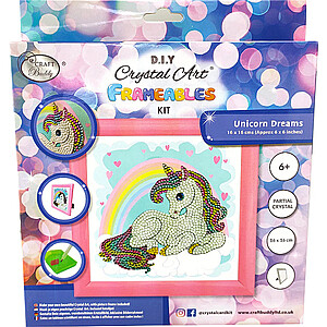 Gyémántszemes kirakó kerettel 16 x 16 cm – Unikornis szivárvánnyal