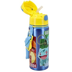 Pokemon szívószálas aluminium kulacs 600 ml