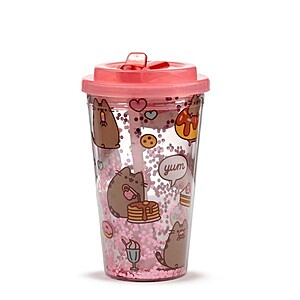 Pusheen Cat duplafalú pohár tetővel és szívószállal – Yumm