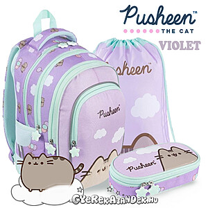 Pusheen Cat iskolatáska, hátizsák SZETT – Violet