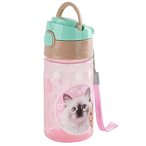 Szívószálas cicás műanyag kulacs 330 ml – Sweet Heart