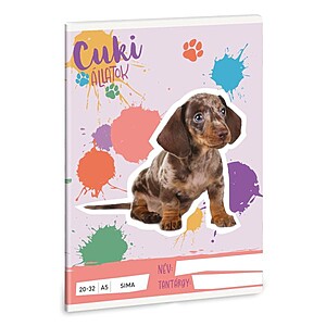 Ars Una A5-ös sima füzet – Cuki állatok – Harlekin tacskó
