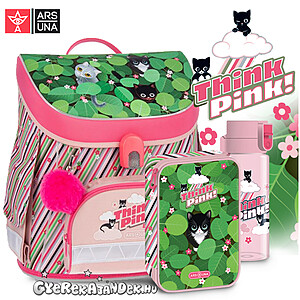 Ars Una mágneszáras cicás iskolatáska SZETT 5 részes – Think Pink Leaves