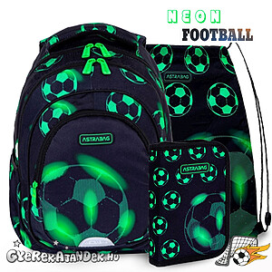 Astra ergonomikus iskolatáska, hátizsák SZETT 39 cm – Neon Futball